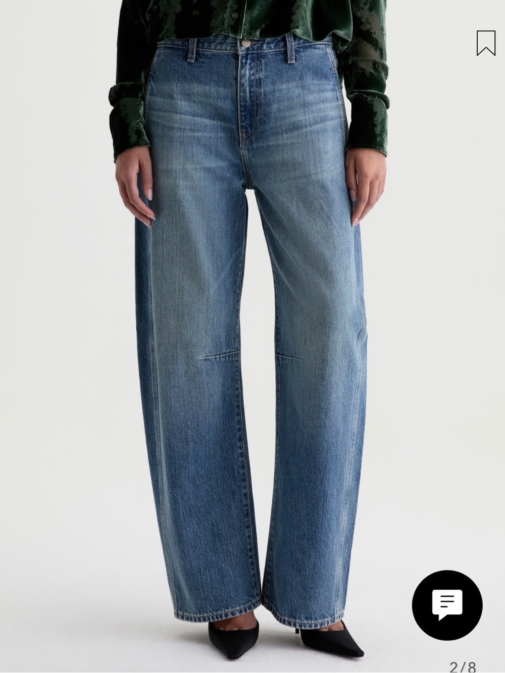 AG Adriano Goldschmied Barrel High-Rise cuffed Jeans in Medium Blue